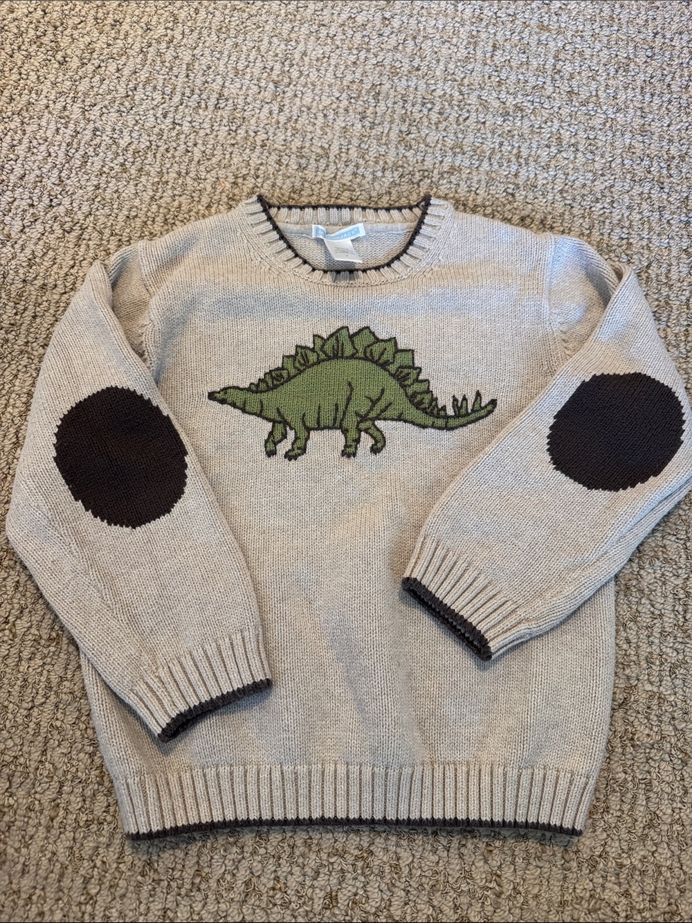 Janie and Jack Dinosaur Days Crewneck Sweater with Green stegosaurus